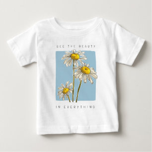 Camiseta Para Bebê Daisy Flowers Beauty Slogan