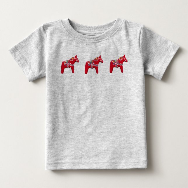 Camiseta Para Bebê Dala Horse Baby Romper (Frente)