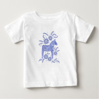 Dala Horse, Sueco, Indigo Blue Baby T Shirt