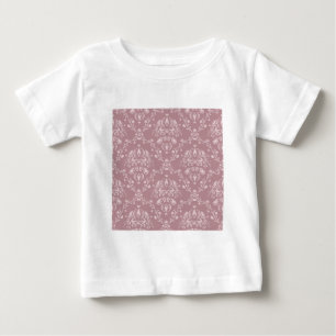 Camiseta Para Bebê Damasco roxo e branco