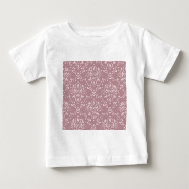 Camiseta Para Bebê Damasco roxo e branco (Frente)