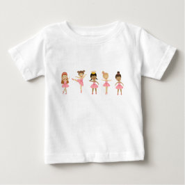Camiseta Para Bebê Dança de Ballerinas Rosa-Cor-de-balé