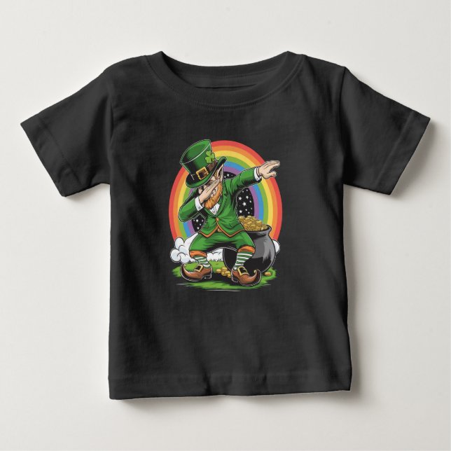 Camiseta Para Bebê Dança De Dab Leprechaun De Abbing De Dia de São Pa (Frente)