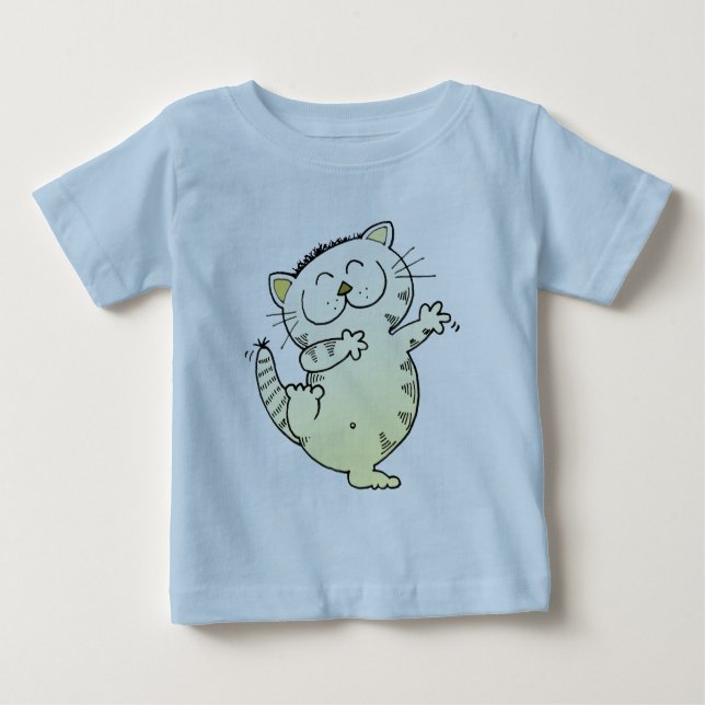 Camiseta Para Bebê Dança do gato do gatinho (Frente)
