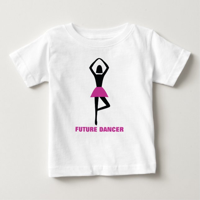 Camiseta Para Bebê Dançarina do futuro, esferina preta, rosa-quente p (Frente)