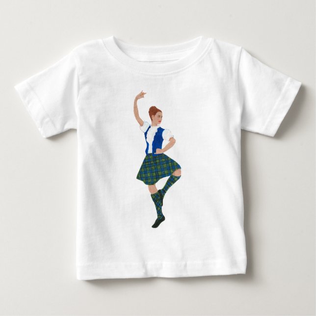 Camiseta Para Bebê Dançarino das Terras Altas da Escócia - Relógio Ne (Frente)