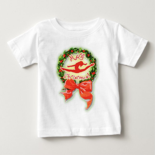 Camiseta Para Bebê Dançarino Gymnasitcs da dança do Feliz Natal (Frente)