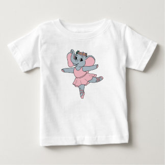 Camiseta Para Bebê Dancing Elephant Ballerina Pink Ballet Animal Art