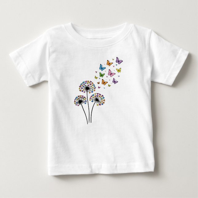 Camiseta Para Bebê Dandelion butterfly flow (Frente)