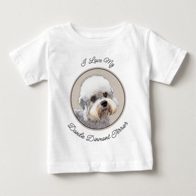 Camiseta Para Bebê Dandie Dinmont Terrier pintando pintura original d (Frente)
