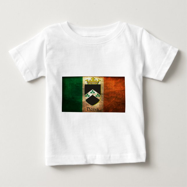 Camiseta Para Bebê Davis Crest Irish Flag (Frente)