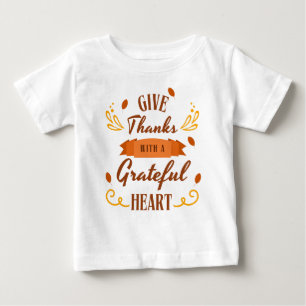 Camiseta Para Bebê Dê graças com um coração grato