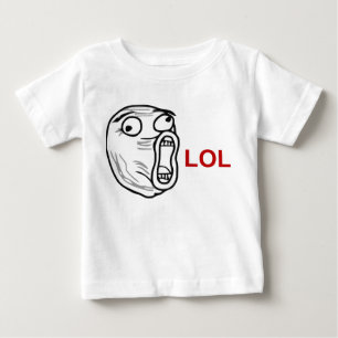 Camiseta Para Bebê De LOL do riso cara alta Meme da raiva para fora