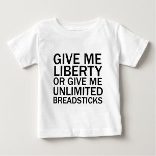 Camiseta Para Bebê Dê-me Liberdade Ou Dê-me Pão Sem Limite
