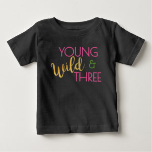 Camiseta Para Bebê De três aniversários do t-shirt aniversário de 