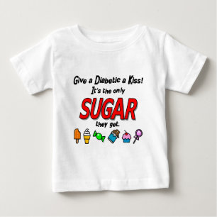 Camiseta Para Bebê Dê um beijo no diabético