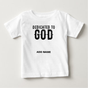 CAMISETA PARA BEBÊ DEDICADO A DEUS TEXTO PRETO RESFRIANTE PERSONALIZÁ