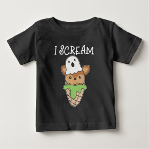 Camiseta Para Bebê Deer Halloween Ghost I Sorvete Pun