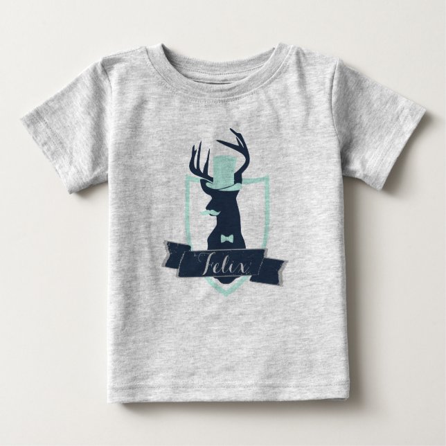 Camiseta Para Bebê Deer Little Man, Personalizado, Bebê De Roupa De F (Frente)