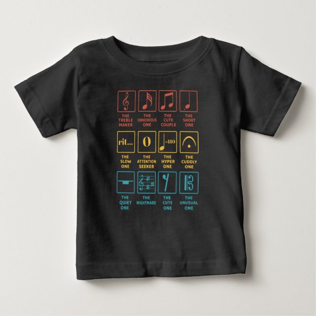 Camiseta Para Bebê Definição de Símbolo de Notas Musicais (Frente)