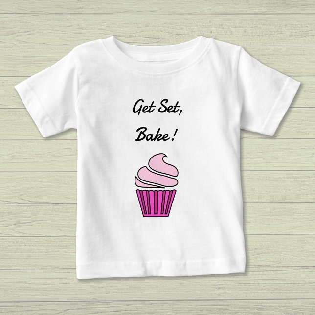 Camiseta Para Bebê Definir cupcake rosa do assar (Criador carregado)