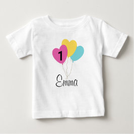 Camiseta Para Bebê DEIN DESIGN/Name Erster Geburtstag Luftballon bunt