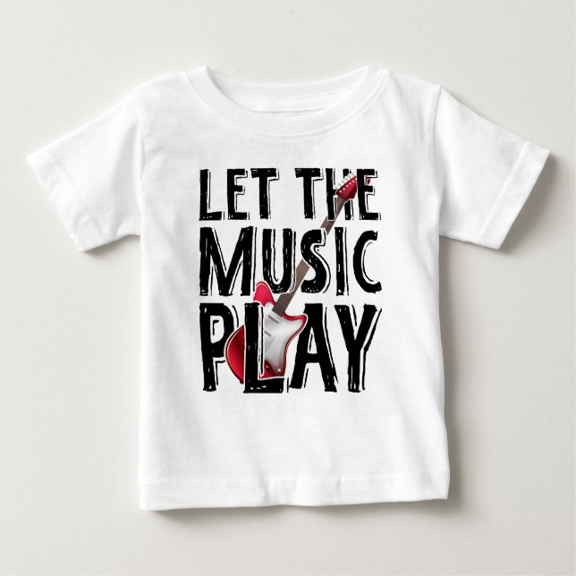 Camiseta Para Bebê Deixe A Música Tocar Violão Elétrico (Frente)