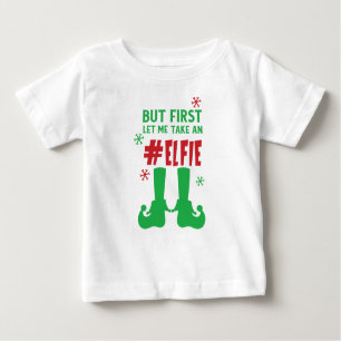 Camiseta Para Bebê Deixe-Me Pegar Uma Elfie, Calçados Elf, Neve, Nata