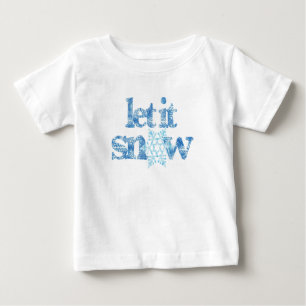 Camiseta Para Bebê DEIXE NEVAR flocos de neve azuis primeira nevasca 