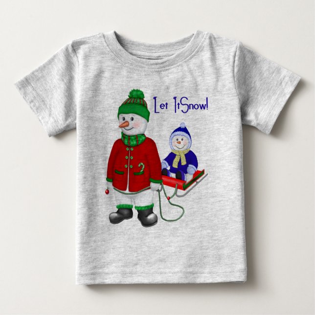 Camiseta Para Bebê Deixe-o nevar (Frente)