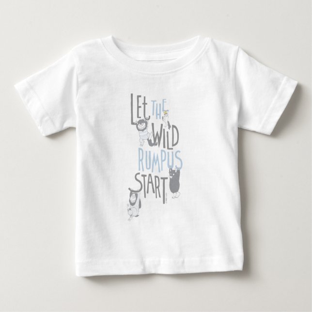 Camiseta Para Bebê Deixe o Rumpus Selvagem começar - Azul (Frente)