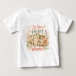 Camiseta Para Bebê Deixe Seu Coração Vagar Citação Floral de Viagem