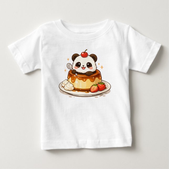 Camiseta Para Bebê Delícia de Pudim de Panda (Frente)