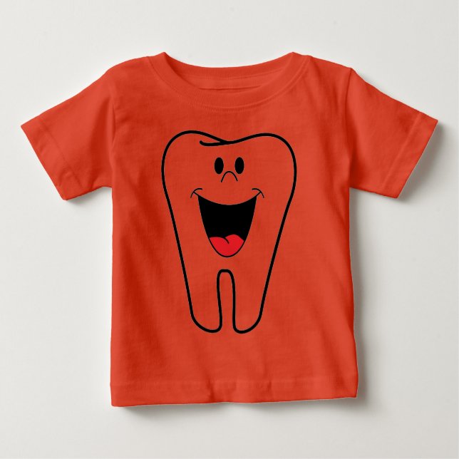 Camiseta Para Bebê Dentes felizes personalizáveis para sua prática de (Frente)
