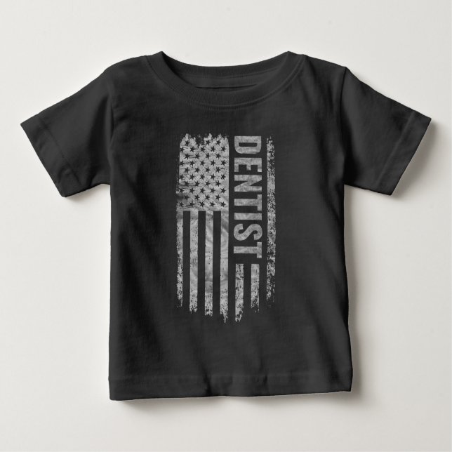 Camiseta Para Bebê Dentist USA Flag Distressed design (Frente)