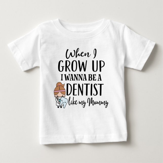 Camiseta Para Bebê Dentista Futuro Como Minha Mamãe (Frente)