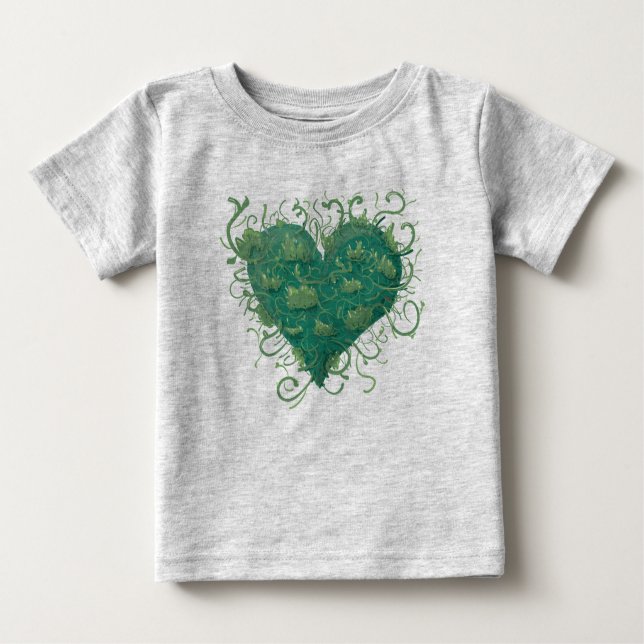 Camiseta Para Bebê Dentro do Coração Verde (Frente)