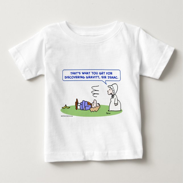 Camiseta Para Bebê descoberta da gravidade do senhor Isaac Newton da (Frente)
