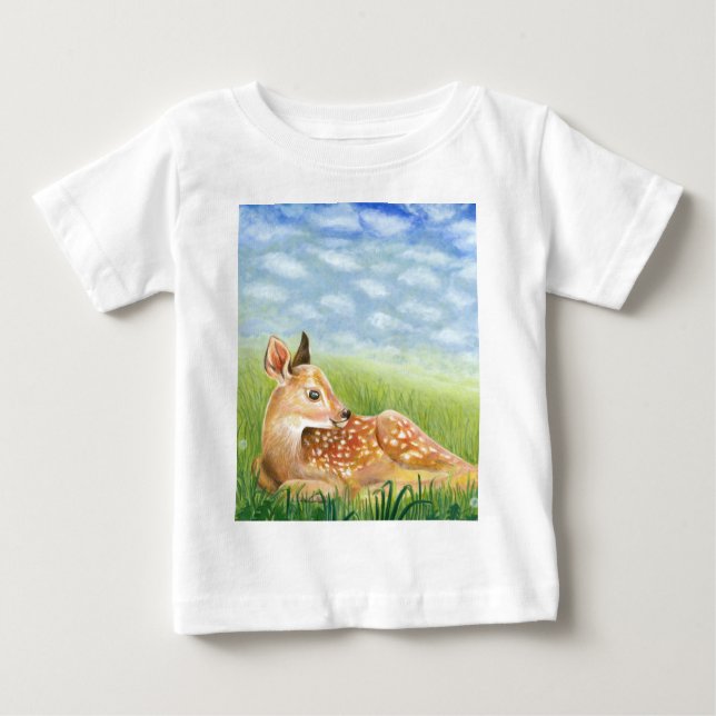 Camiseta Para Bebê Descoberto na Ilustração de Grama (Frente)