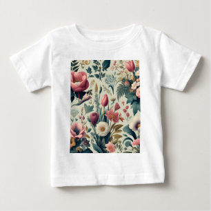 Camiseta Para Bebê Descubra o Deslumbrante Padrão Botânico Floral de 