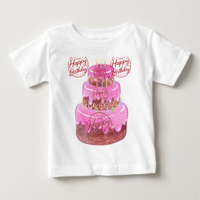 Camiseta Para Bebê Desejos de aniversário (Frente)