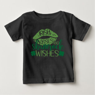 Camiseta Para Bebê Desejos irlandeses de Kisses e Shamrock