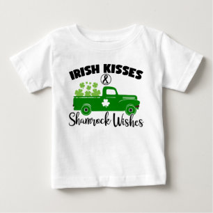 Camiseta Para Bebê Desejos irlandeses de Kisses e Shamrock