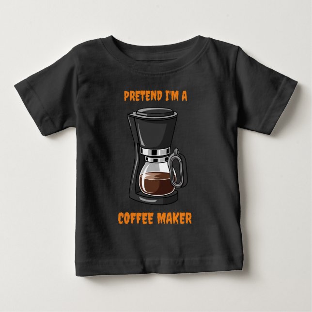 Camiseta Para Bebê desenho animado café simples fantasia preto (Frente)