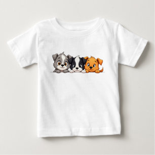 Camiseta Para Bebê Desenho Animado de Cachorrinhos Divertidos – Expre