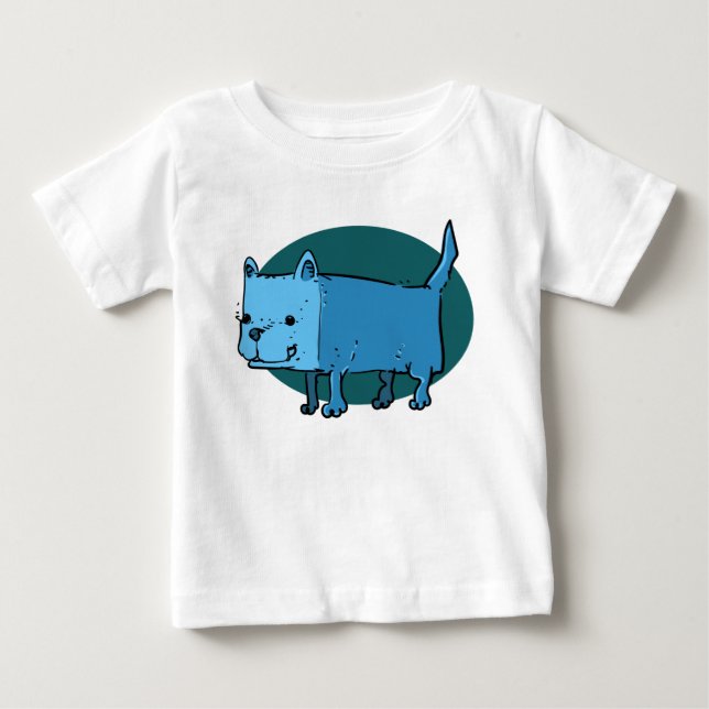 Camiseta Para Bebê desenho animado de cão retangular (Frente)