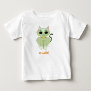 Camiseta Para Bebê Desenho animado de gato fofo verde