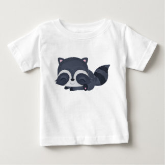 Camiseta Para Bebê Desenho Animado de Guaxinim Bebê Sonolento Fofo