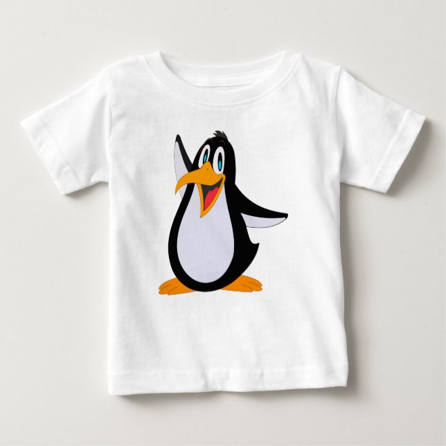 Camiseta Para Bebê Desenho animado de pinguim feliz (Frente)