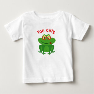 Camiseta Para Bebê Desenho animado de rã verde fofa com óculos person
